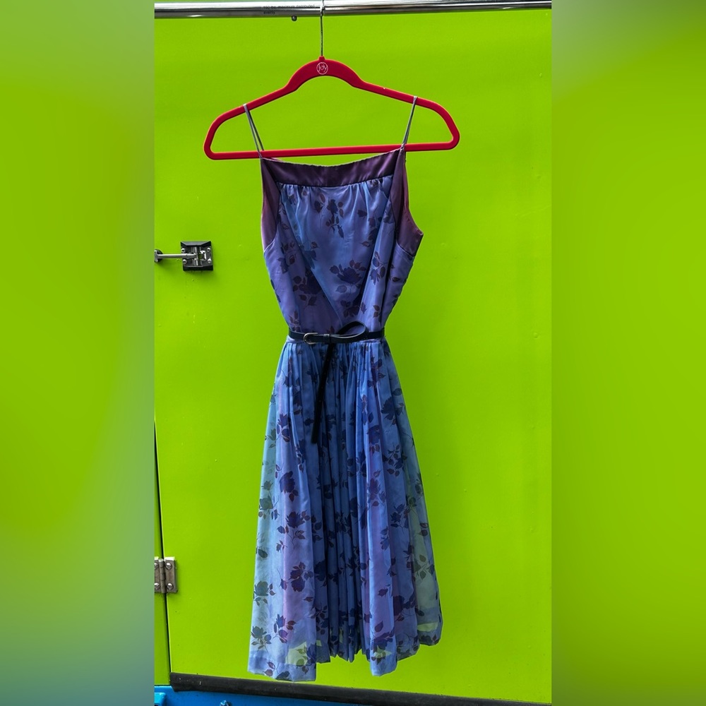 Floral Purple Dress w/ skinny purple belt